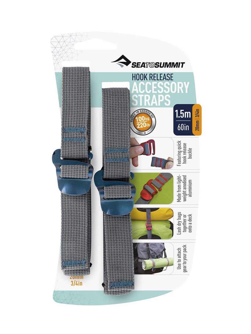Sea to Summit Accessory Strap with Hook Release - pair (20MM / 3/4" Webbing by 1.5M Long) - Color May Vary - Image 2